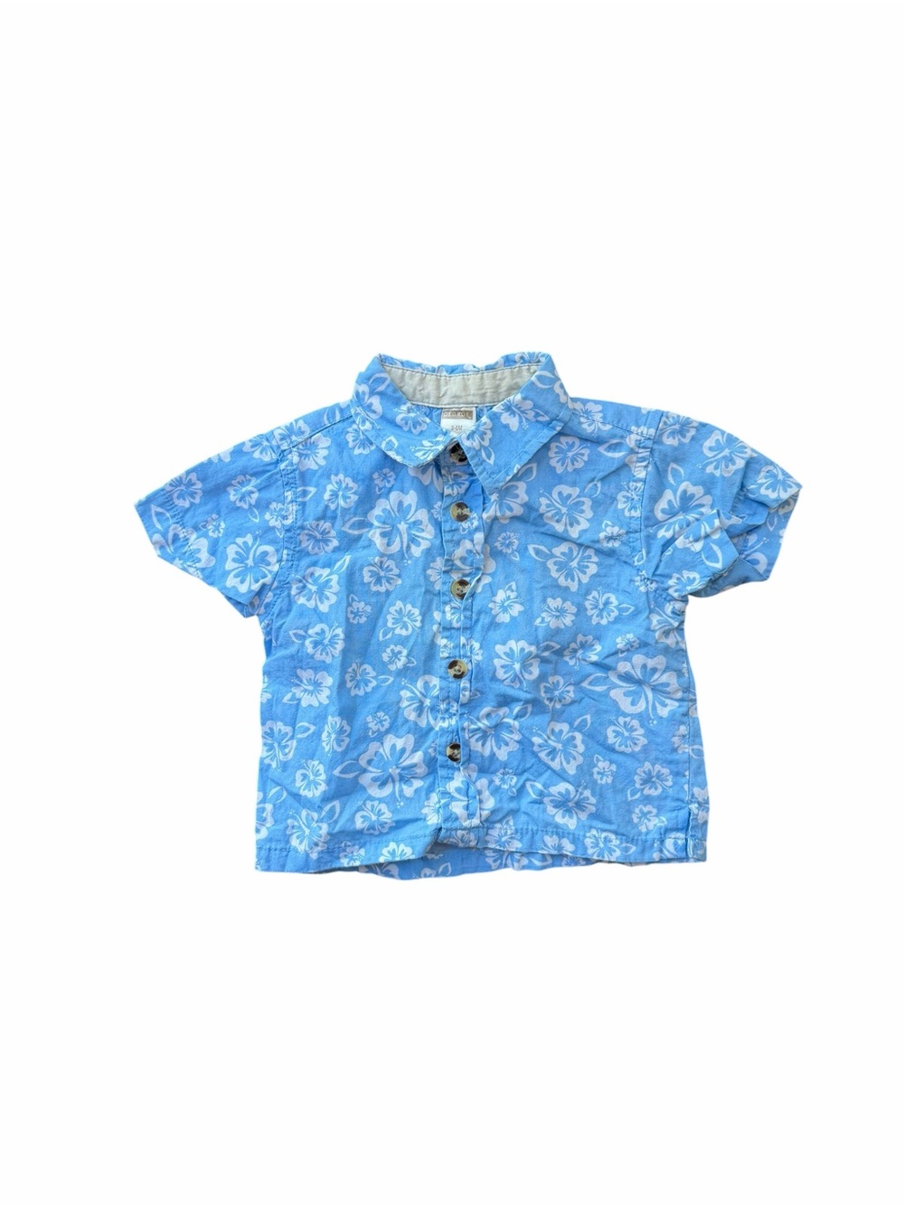 Blue Floral Button-Up Kids Shirt